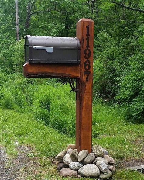 wooden mailbox.with metal house numbers|pictures of house numbers.